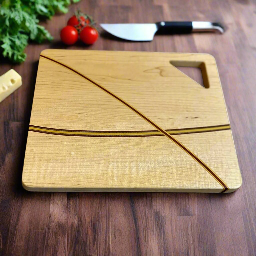 Cross - Maple with strips of Walnut, Paduk and Yellow Heart