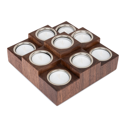 Elegant Tea Light Candle Holder, Walnut