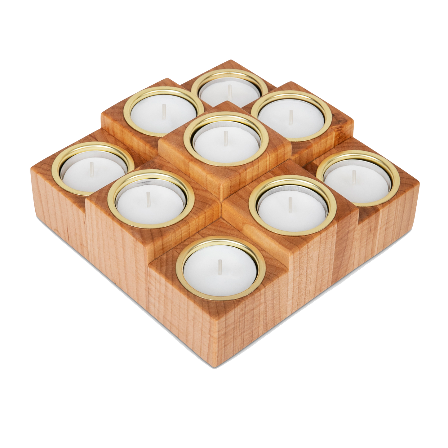 Elegant Tea Light Candle Holder, Maple