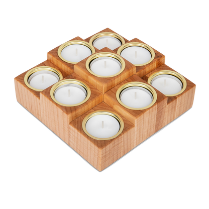Elegant Tea Light Candle Holder, Maple