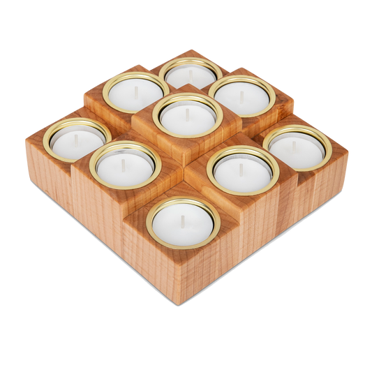 Elegant Tea Light Candle Holder, Maple